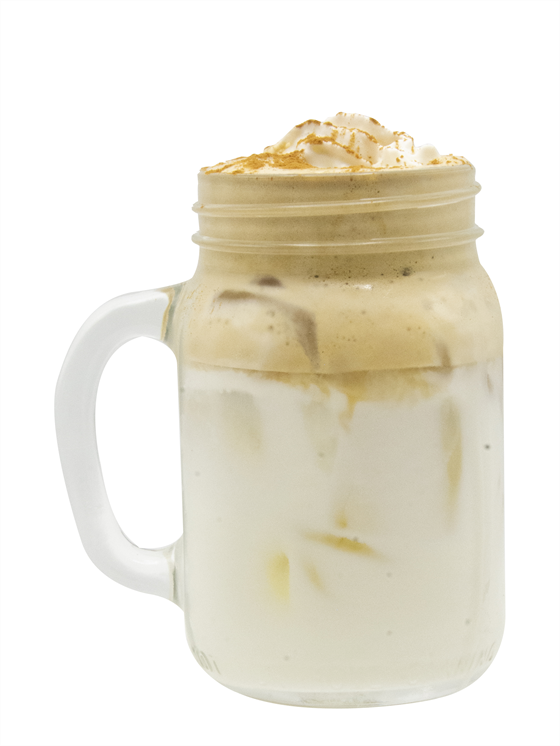 café con leche batido con especias de calabaza